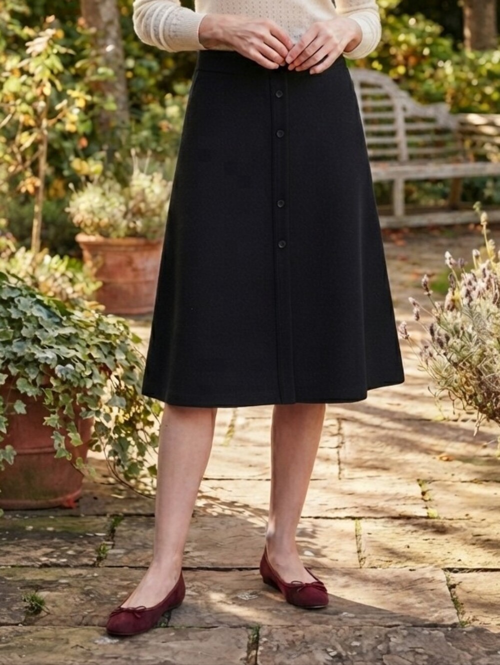 Banana Republic Black Wool Blend A-Line Button Front Skirt Women's Size 10 Lined